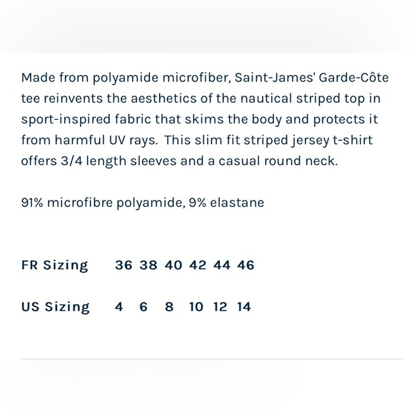 Garde Cote III R Nautical Striped Sport TopSaint James Small - Picture 10 of 10